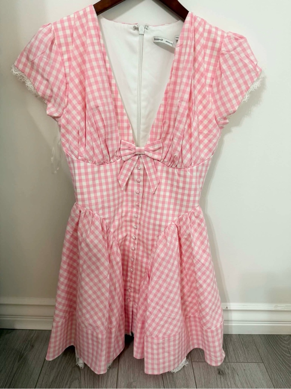 House of CB Pink Gingham Fit-and-Flare Dress